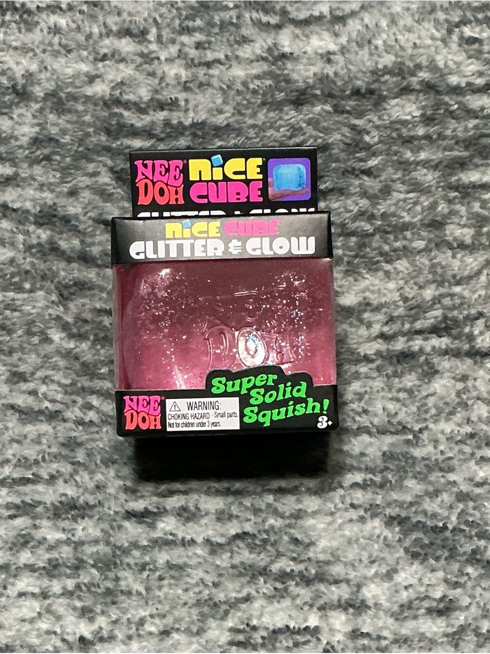 NeeDoh Nice Cube Glitter & Glow - Pink Super Solid Squish